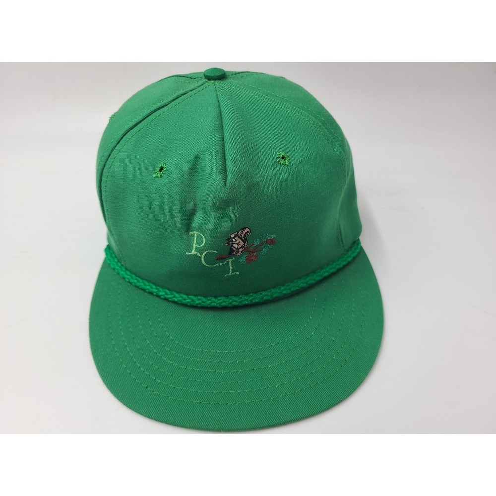 Vintage PCI Squirrel‎ Logo Wilson Rope Strapback Adjustable Hat Cap Golf Green